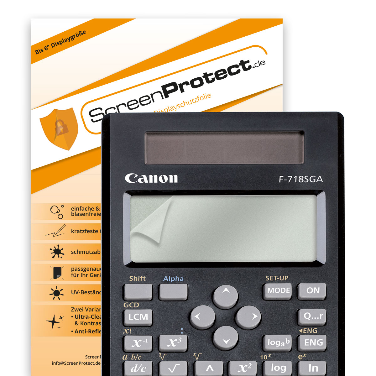 ScreenProtect Displayschutzfolie UltraClear für Canon F-718 SGA Schulrechner (Folie+Microfasertuch)