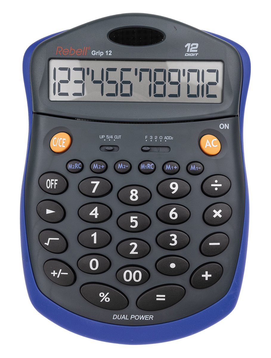 Rebell Grip 8 und Grip 12 im Set, 8-stelliger Taschenrechner & 12-stelliger Tischrechner 