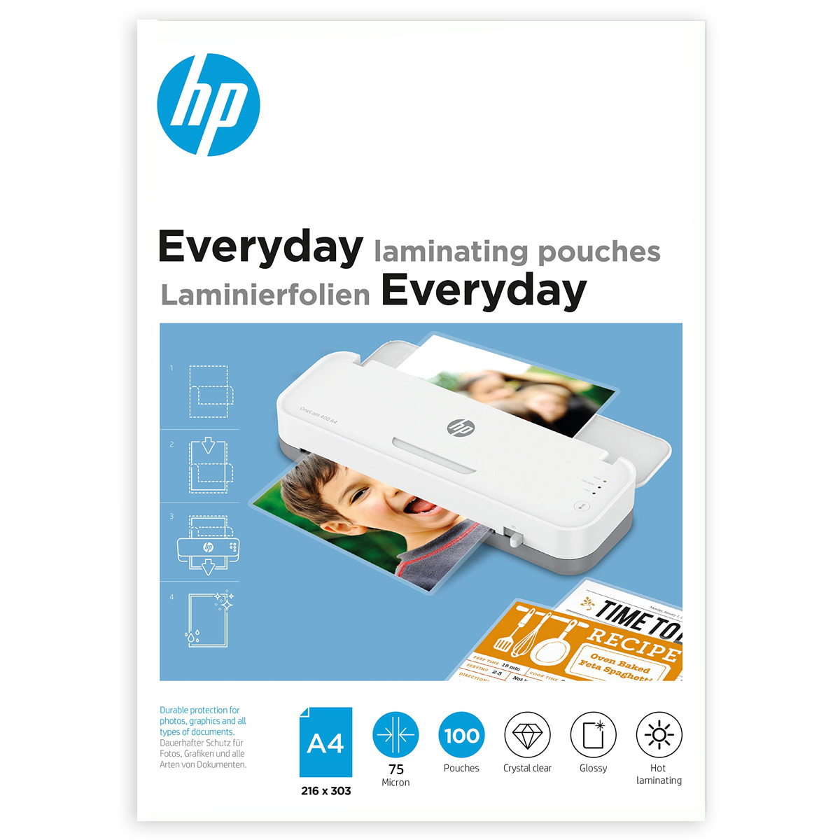 HP Everyday Laminierfolien A4, 75 Micron, 100 Stück 