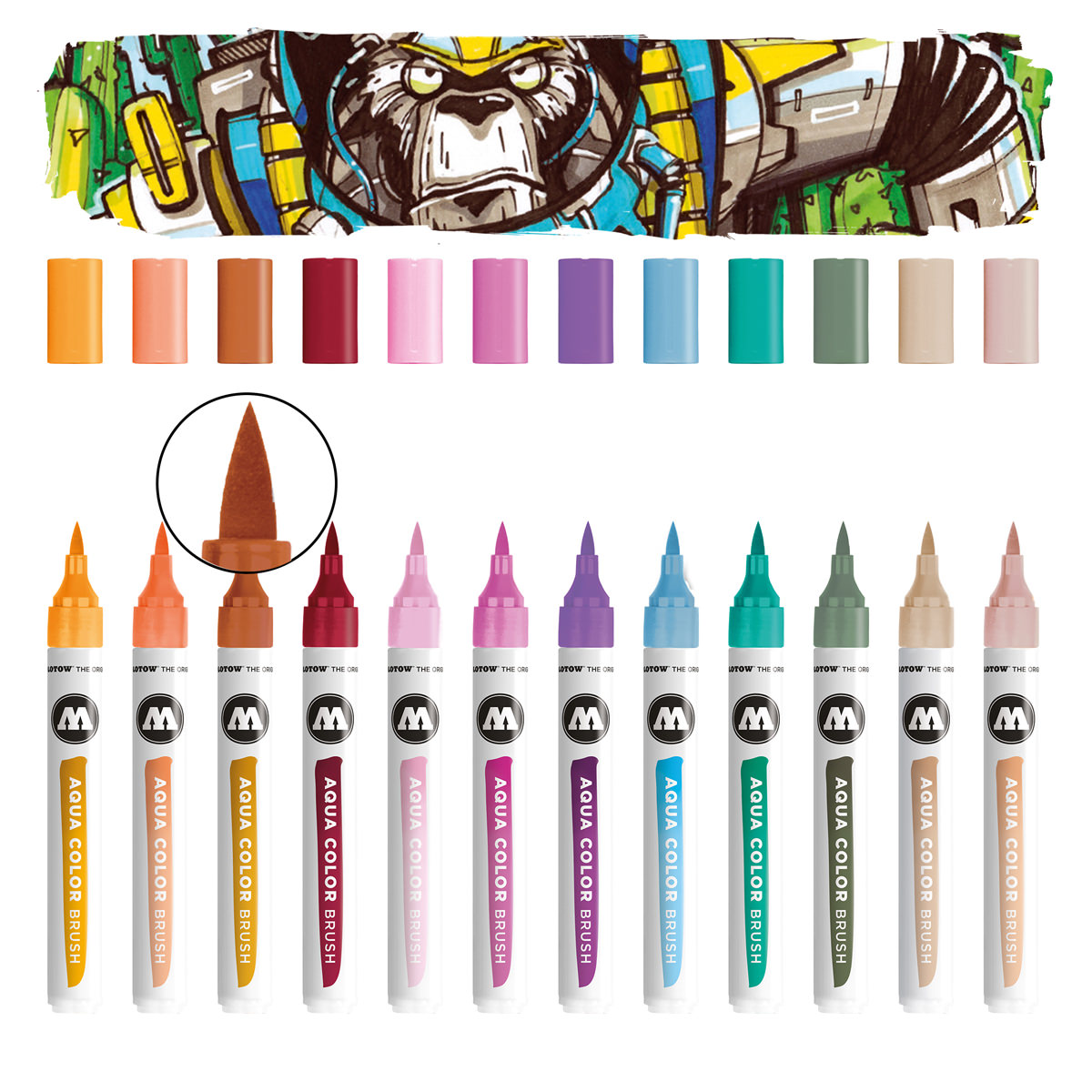 Molotow Marker AQUA COLOR BRUSH 12er Etui, Basic Set 2, sortiert 