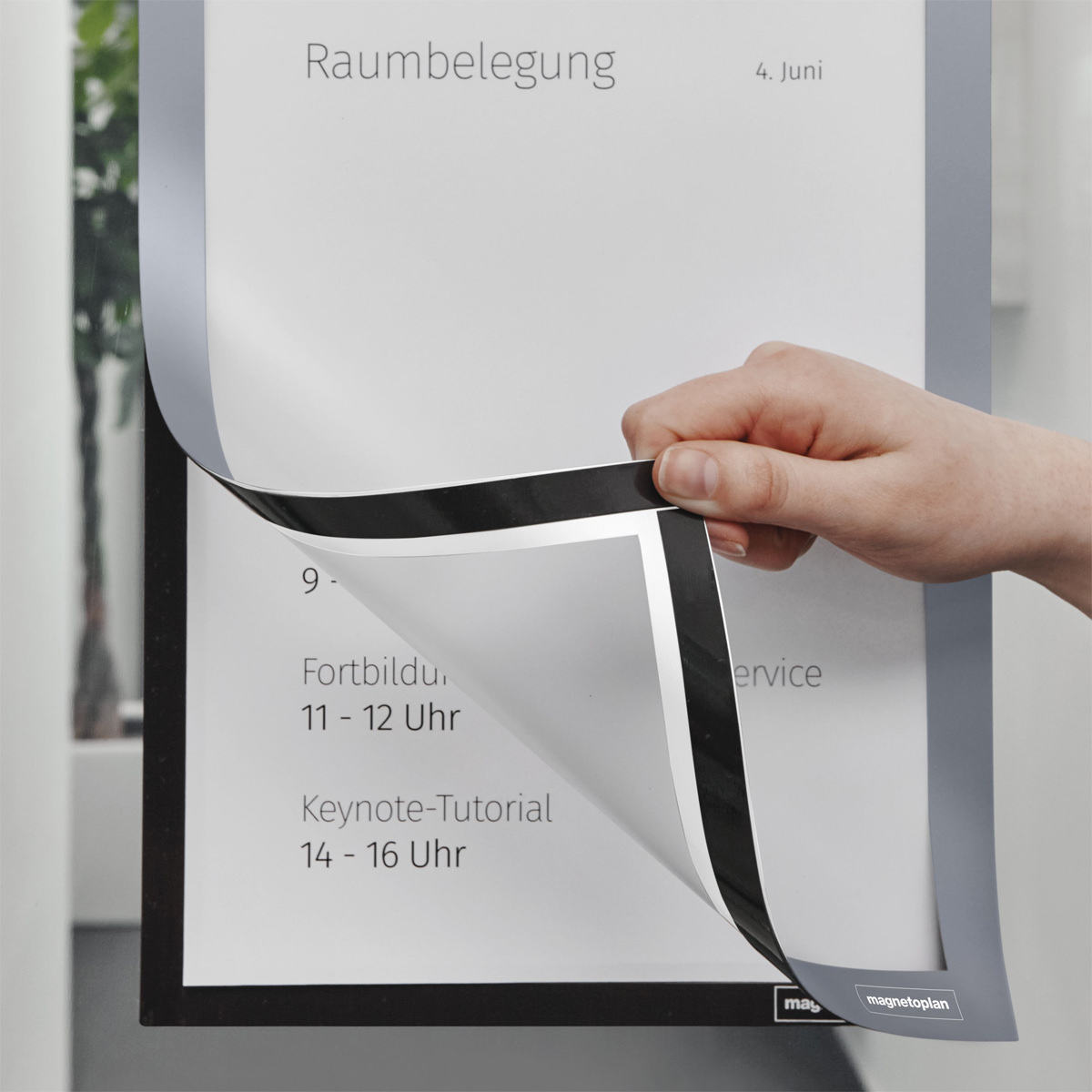 Magnetoplan 1131901 magnetofix Info-Rahmen selbstklebend, 2 Stück A4, grau