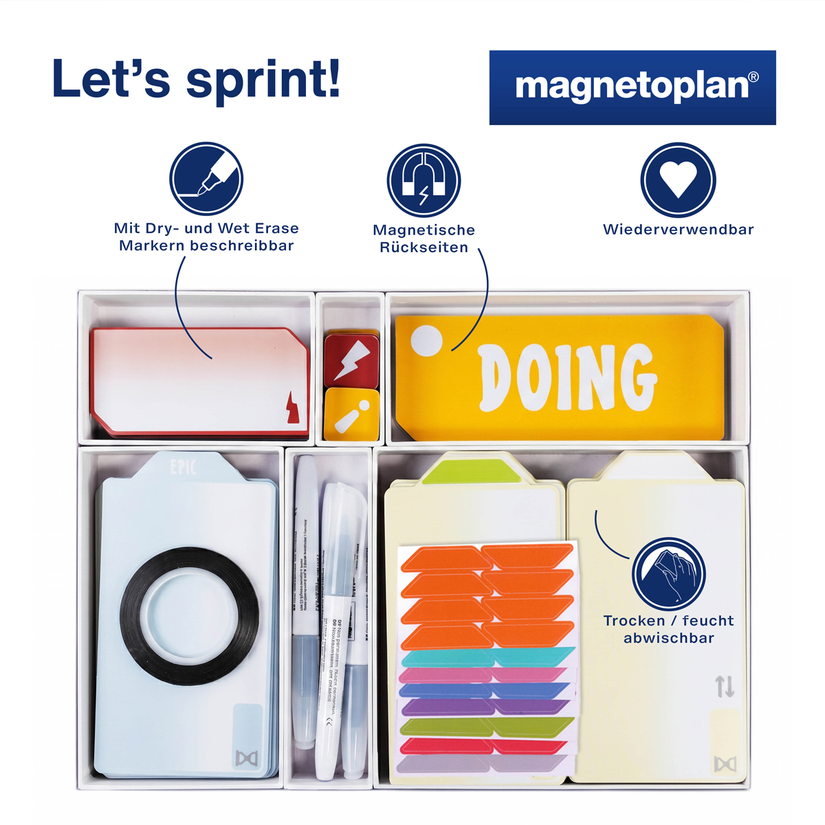 Magnetoplan Sprintbox für Projektteams, Toolset für agiles Arbeiten in Scrum oder Kanban 