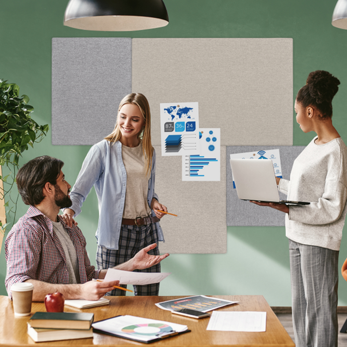 Legamaster 7-144650 Akustik-Pinboard BOARD-UP 75 x 50 cm, soft beige