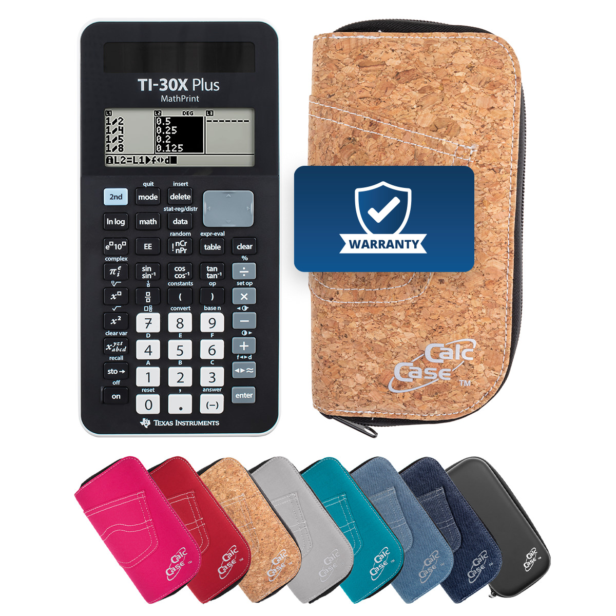 TI-30X Plus MP Schulrechner mit Schutztasche im Kork-Design 