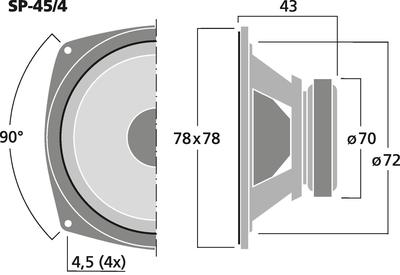 MONACOR SP-45/4 Tiefmitteltöner, 20 W, 4 O