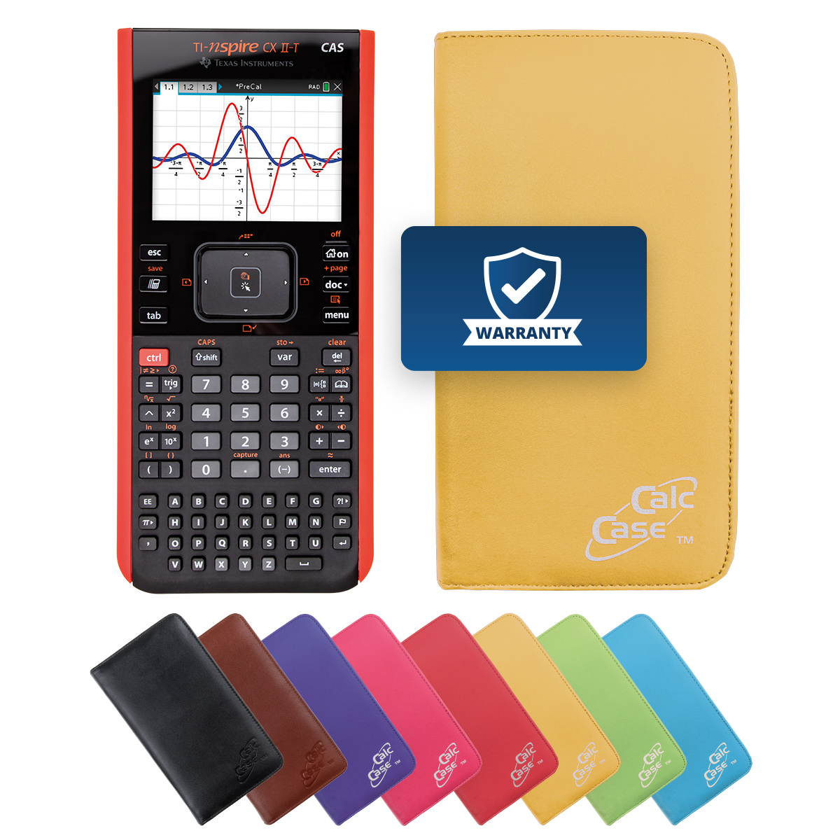 TI-Nspire CX II-T CAS Grafikrechner mit Schutztasche gelb 