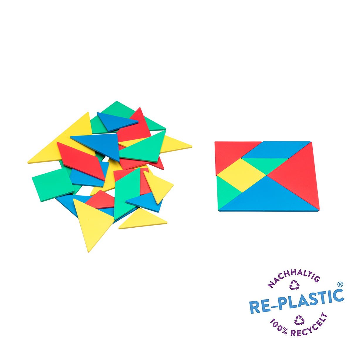 Wissner Tangramsatz, 4 Farben mit je 7 Formen, 28-teilig 