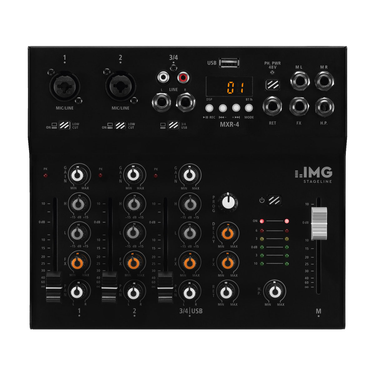 MONACOR MXR-4 4-Kanal Audio Mischpult