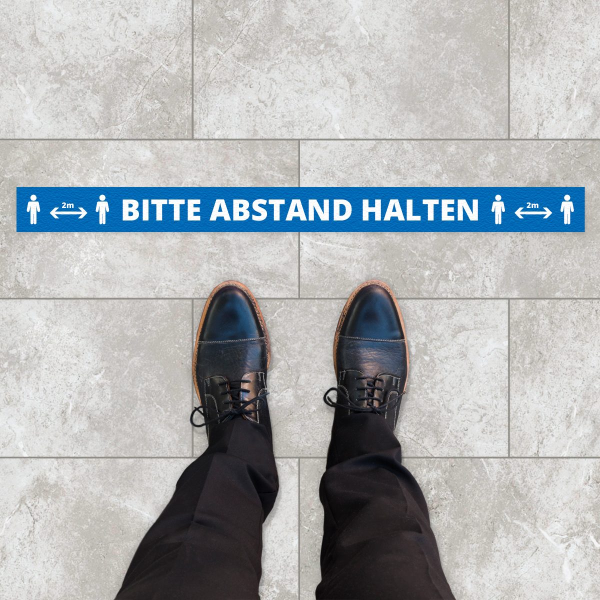 Abstandsaufkleber lang für Fliesen und Glas Markierung von Warteschlangen/Sicherheitsabständen