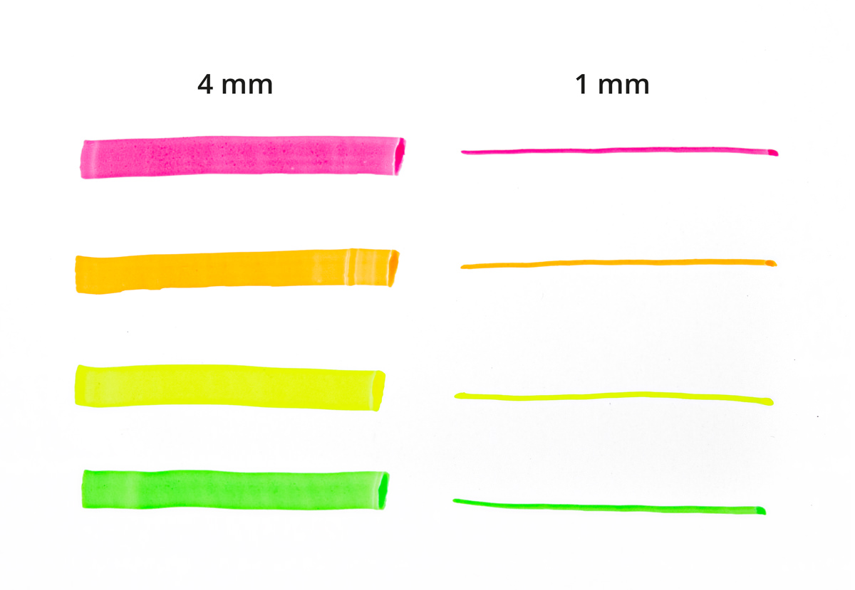 Kores High Liner 4er Set Textmarker in grün, pink, gelb und orange