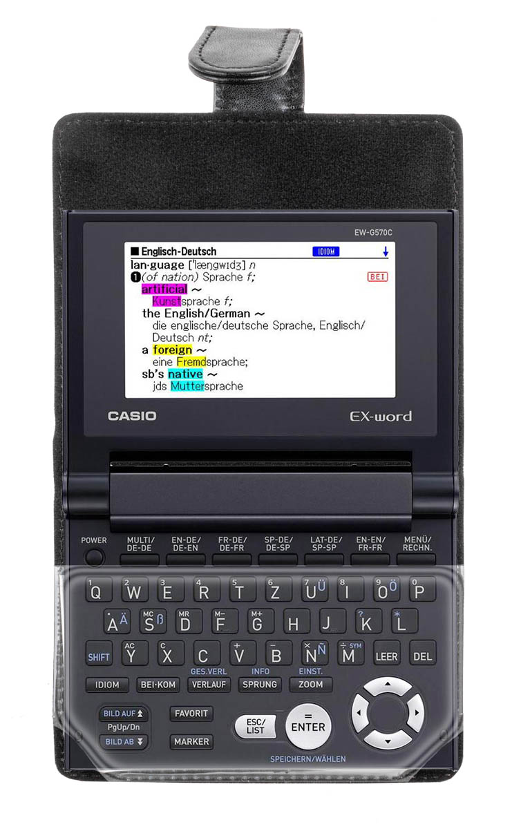 CalcCase Translator für Casio EW-G560 C/ EW-G570 C in schwarz mit spezieller Folienhalterung