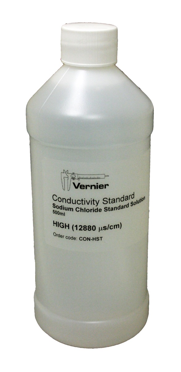 Vernier Kalibrierungslösung (CON-HST) 12.880 µS/cm, High Standard, für Vernier Leitfähigkeitssensor 500 ml Flasche