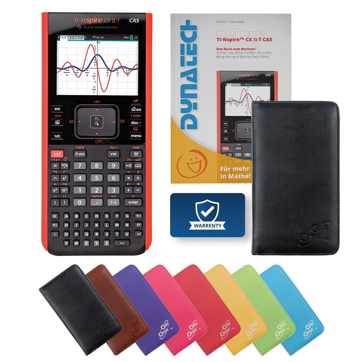 TI-NSP CX II-T CAS Grafikrechner Classic Bundle mit Schutztasche & Fachbuch 