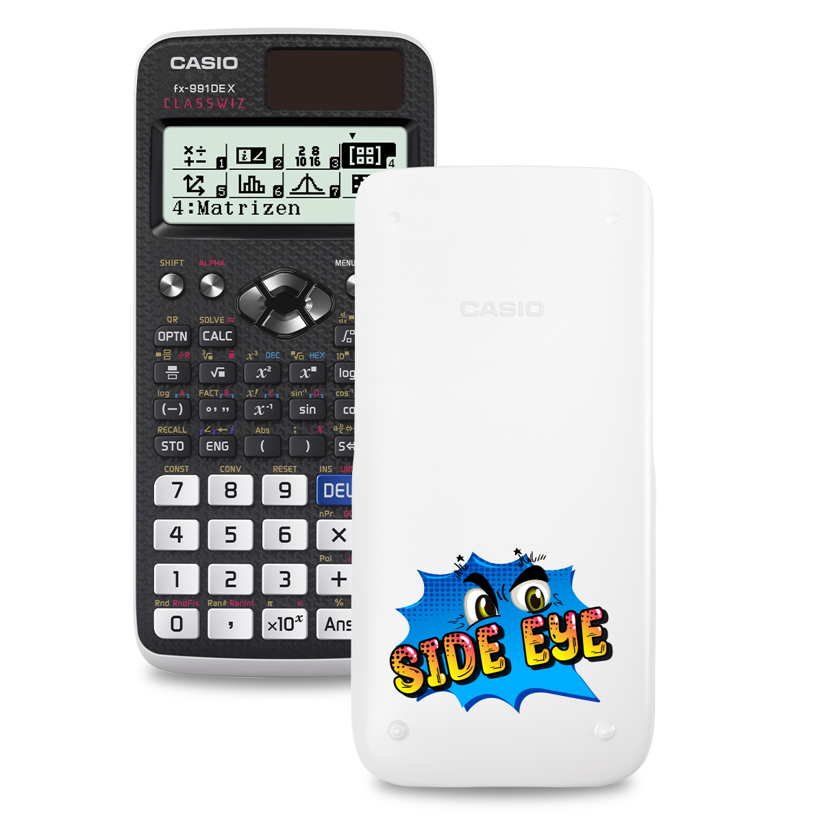 Casio FX-991DE X ClassWiz Schulrechner mit Jugendwort Side-Eye in blau (Motiv 24)