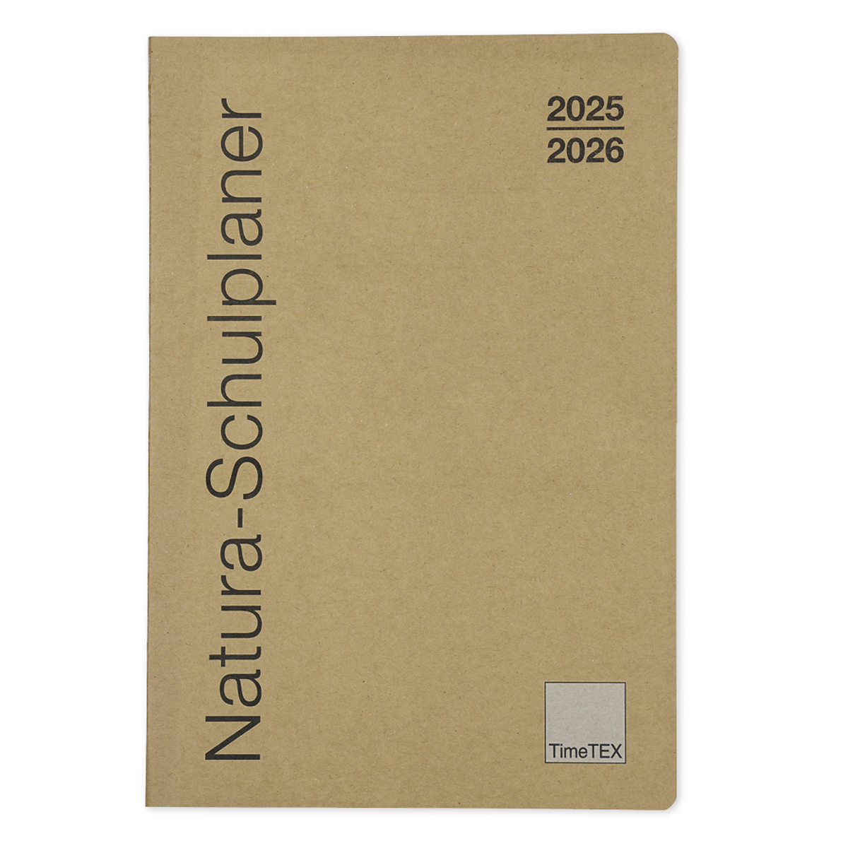 TimeTEX Natura-Schulplaner 2025/2026 in A4, 2 Lineal-Lesezeichen, naturbelassenes Karton-Cover