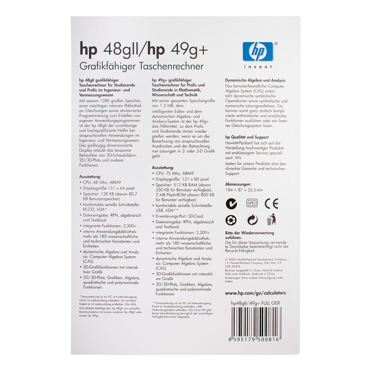 Bedienungsanleitung für den HP-49G+ und HP-48GII ausführliches Benutzerhandbuch (ca. 1.000 Seiten)