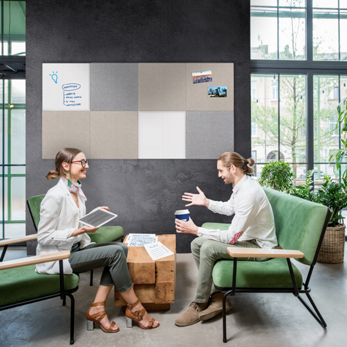 Legamaster 7-144650 Akustik-Pinboard BOARD-UP 75 x 50 cm, soft beige